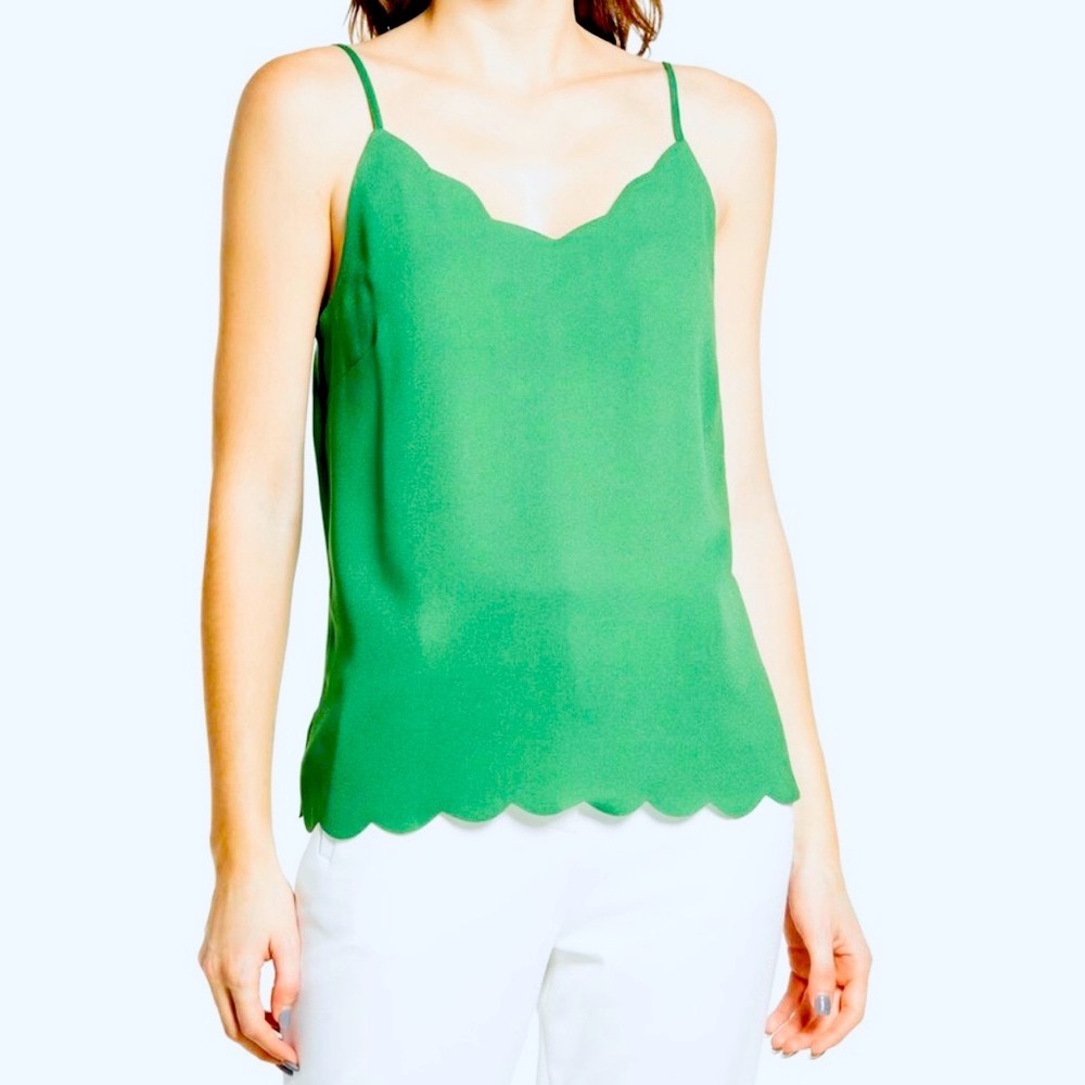 🆕 NWT HALOGEN Scallop Detail Camisole; SZ:L;   C:Green Ming. NOW $23. MRSP $39.